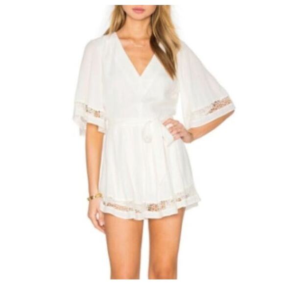 Lovers + Friends white short sleeve romper size M NWT - Picture 1 of 12